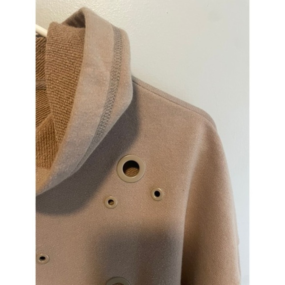 Alo Yoga Glimpse Hoodie Tan Cropped Grommet Cutout Sweatshirt Womens XS - Picture 4 of 9